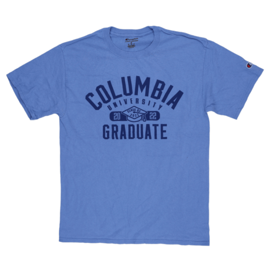Champion Columbia University Graduate 2022 T-Shirt Unisex Blue Medium Cotton Casual Crew Neck
