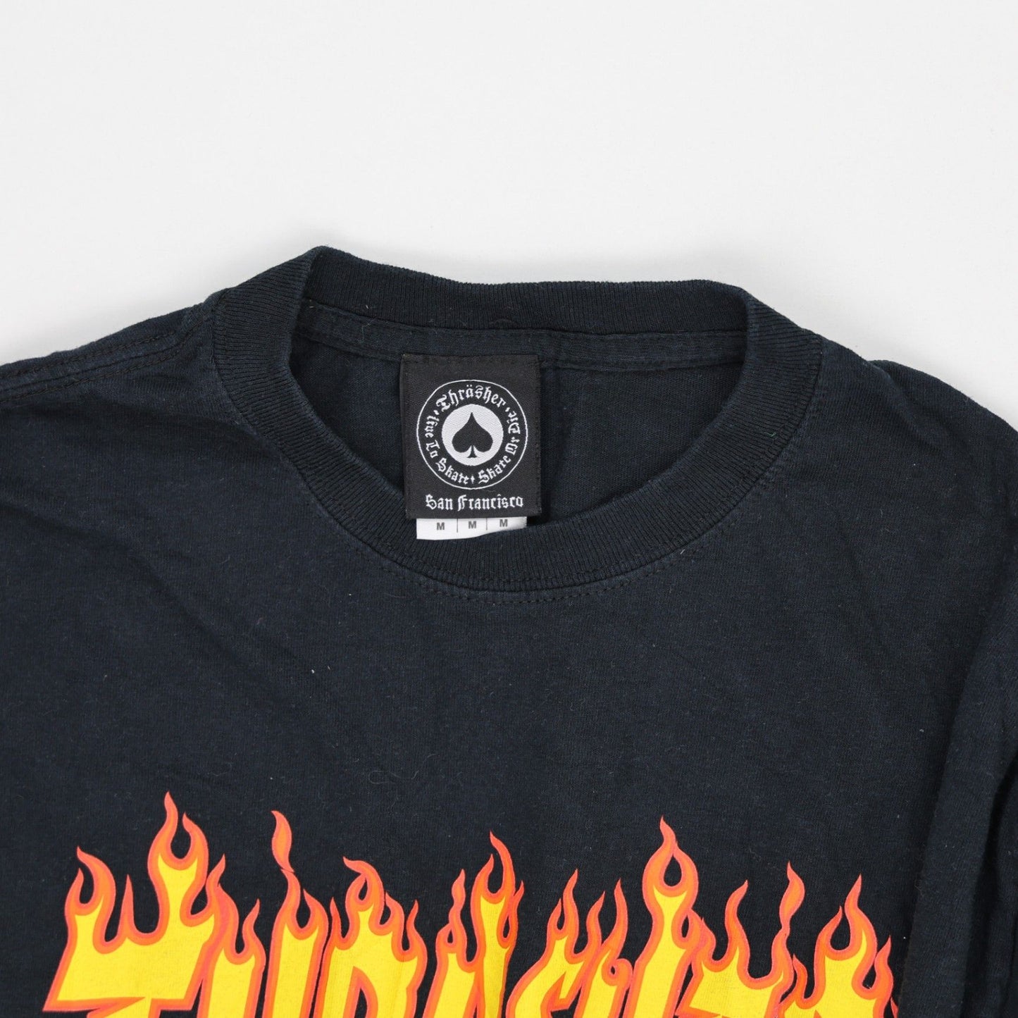 Thrasher Flame Logo Black Graphic T-Shirt Unisex Medium Cotton Crew Neck
