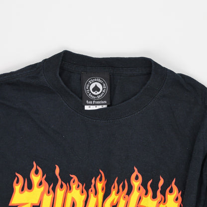 Thrasher Flame Logo Black Graphic T-Shirt Unisex Medium Cotton Crew Neck