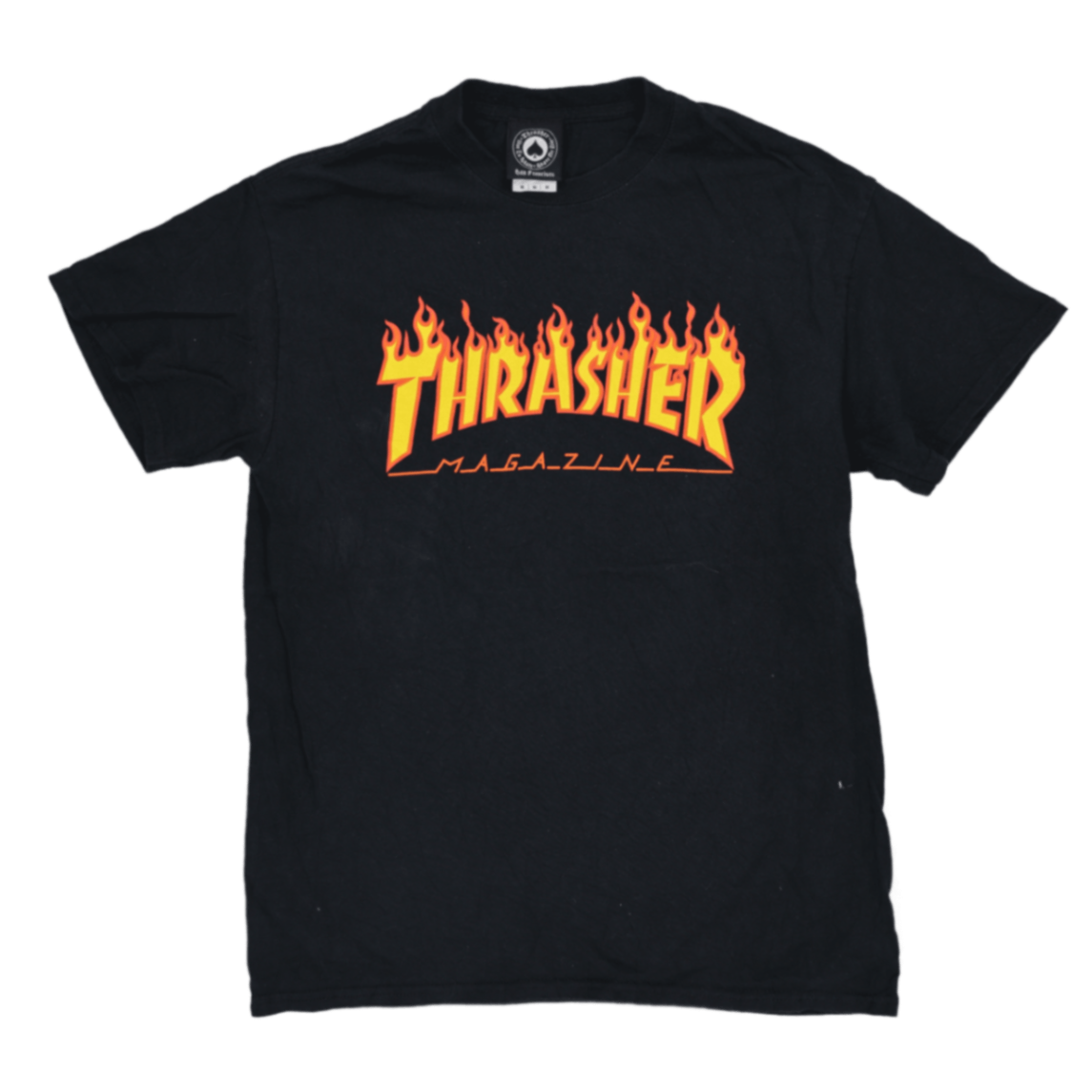 Thrasher Flame Logo Black Graphic T-Shirt Unisex Medium Cotton Crew Neck