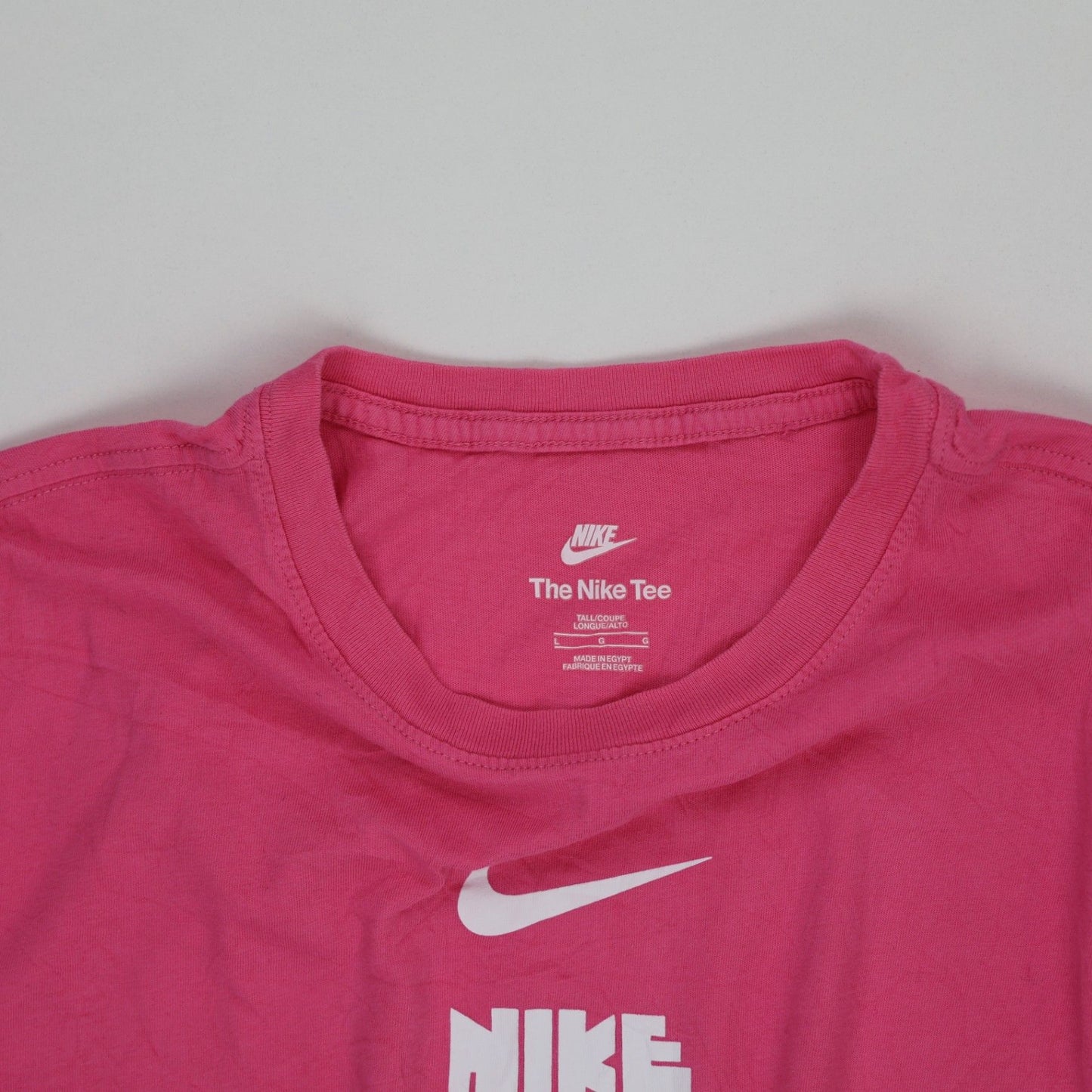 Nike Pink Multi Logo Graphic Cotton T-Shirt Large 100 Percent Cotton Casual Crew Neck