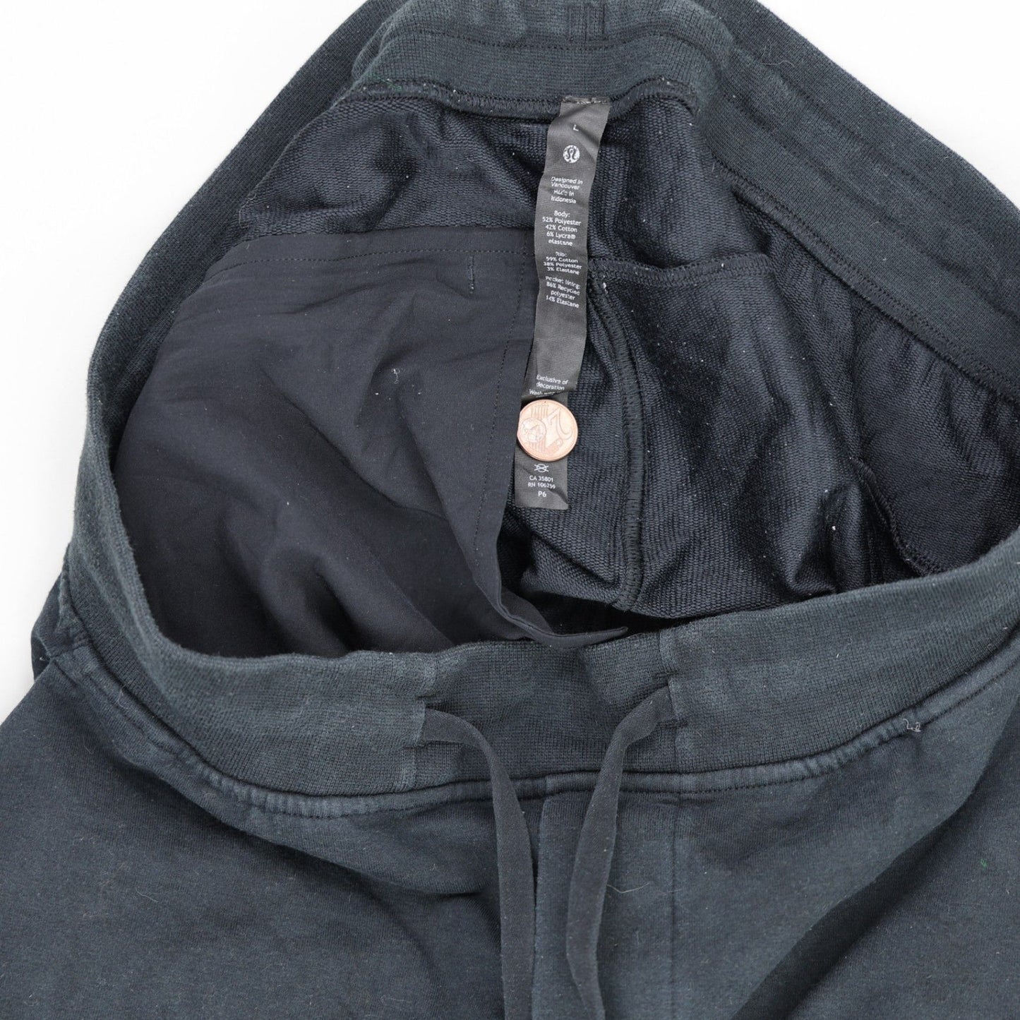 Lululemon Black Cotton Blend Jogger Sweatpants Mens XL 74 cm Inseam 44 cm Waist Very Good Condition