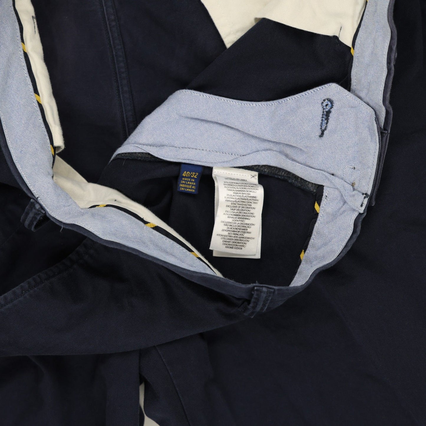 Polo Ralph Lauren Navy Blue Cotton Chino Trousers Size 34 Inseam 32 for Men