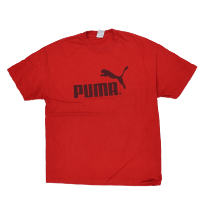 PUMA Vintage Red Graphic Tee XL Cotton Crew Neck 90s