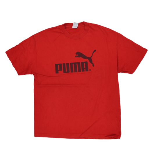PUMA Vintage Red Graphic Tee XL Cotton Crew Neck 90s