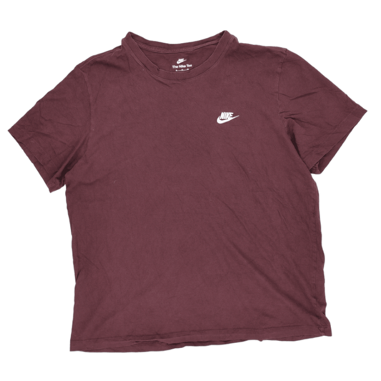 Nike Burgundy Cotton Crew Neck T-Shirt Men Size M Casual Tee