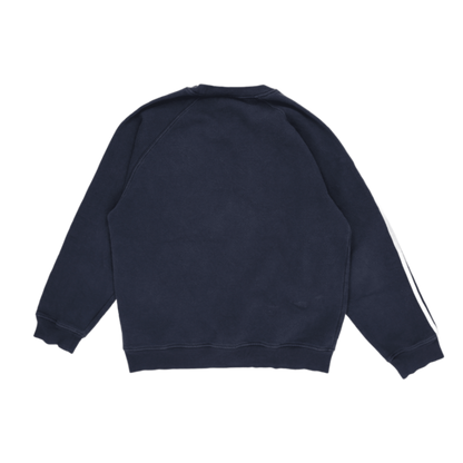 adidas Navy Classic Three Stripe Crewneck Sweatshirt Medium Cotton Blend Mens Vintage