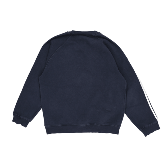 adidas Navy Classic Three Stripe Crewneck Sweatshirt Medium Cotton Blend Mens Vintage