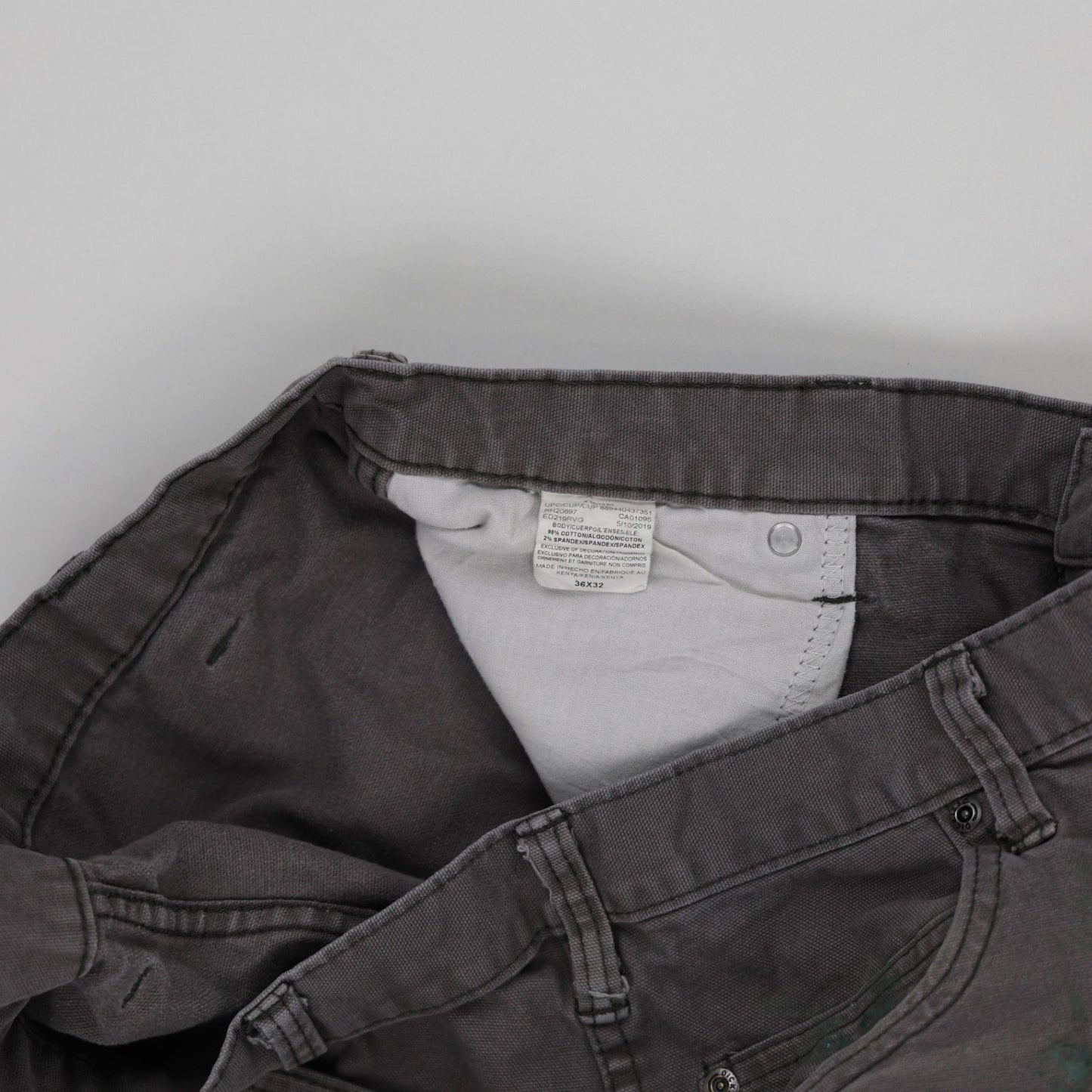 Dickies Grey Work Trousers 36x32 Cotton Mens Distressed Utility Pants