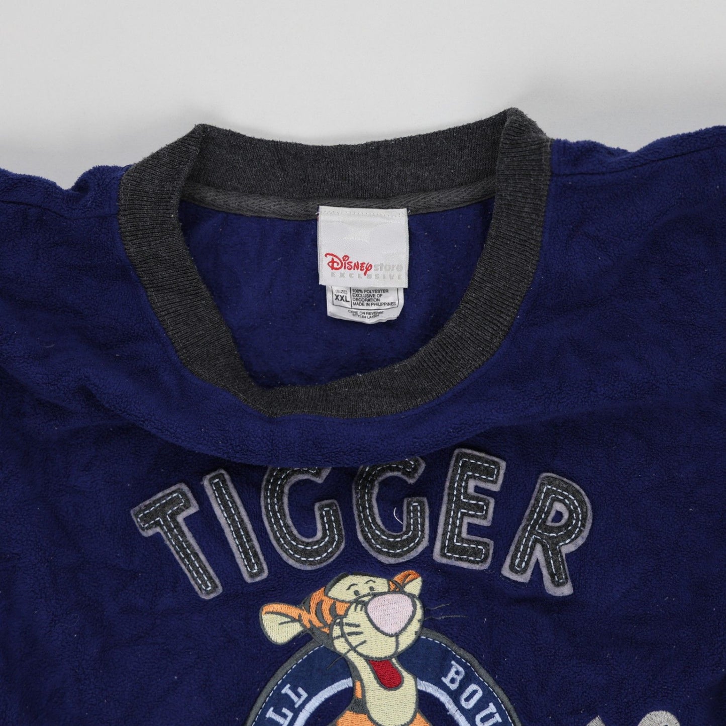 Disney Store Vintage Tigger 1968 Fleece Sweatshirt Navy Blue XXL Pullover Crew Neck