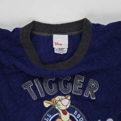 Disney Store Vintage Tigger 1968 Fleece Sweatshirt Navy Blue XXL Pullover Crew Neck