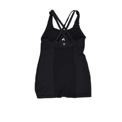 Lululemon Women's Black Floral Athletic Dress UK 10 Polyester Blend Sleeveless Scoop Neck