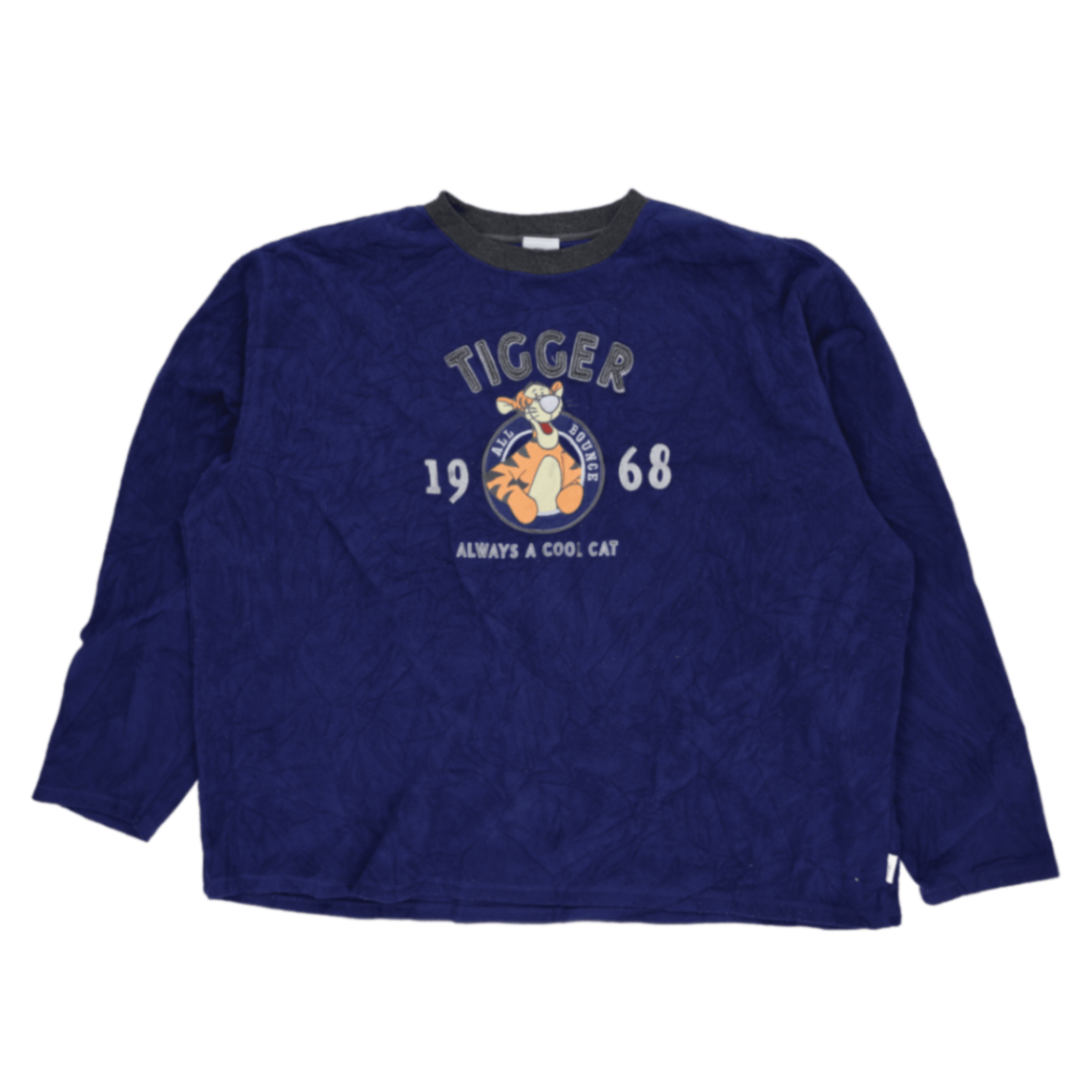 Disney Store Vintage Tigger 1968 Fleece Sweatshirt Navy Blue XXL Pullover Crew Neck
