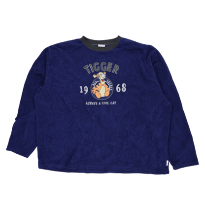 Disney Store Vintage Tigger 1968 Fleece Sweatshirt Navy Blue XXL Pullover Crew Neck