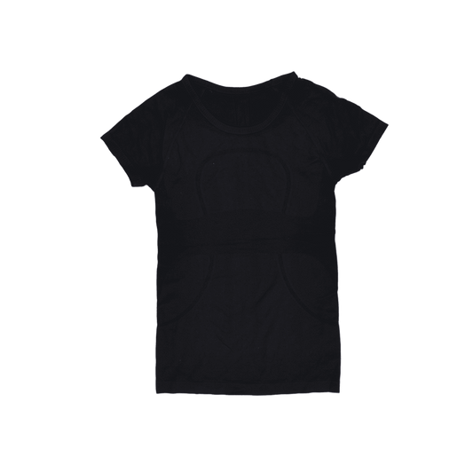 New Lululemon Athletica Black Athletic T-Shirt Women's Size S Polyester Blend Crew Neck Short Sleeve