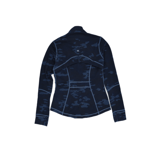 Lululemon Blue Camo Full Zip Athletic Sports Jacket Size 6 S Polyester Blend High Neck