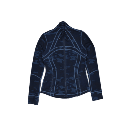 Lululemon Blue Camo Full Zip Athletic Sports Jacket Size 6 S Polyester Blend High Neck