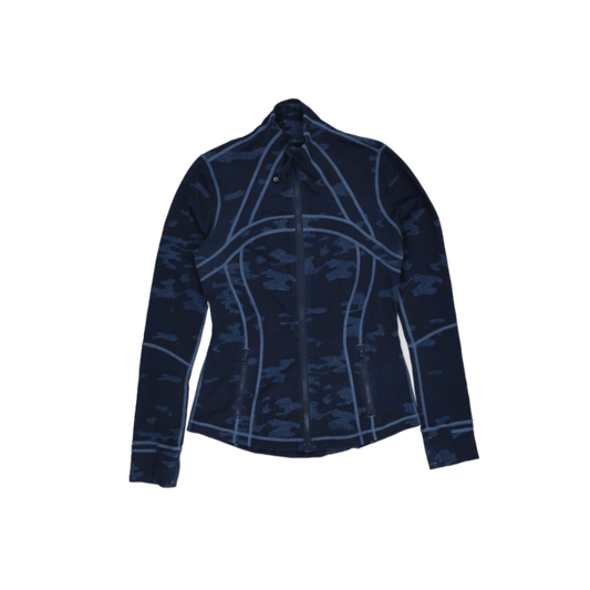 Lululemon Blue Camo Full Zip Athletic Sports Jacket Size 6 S Polyester Blend High Neck
