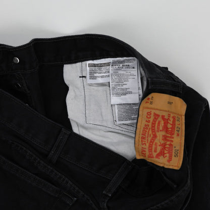 Levi's 501 Original Fit Black Jeans W42 L32 Cotton Denim Straight Leg