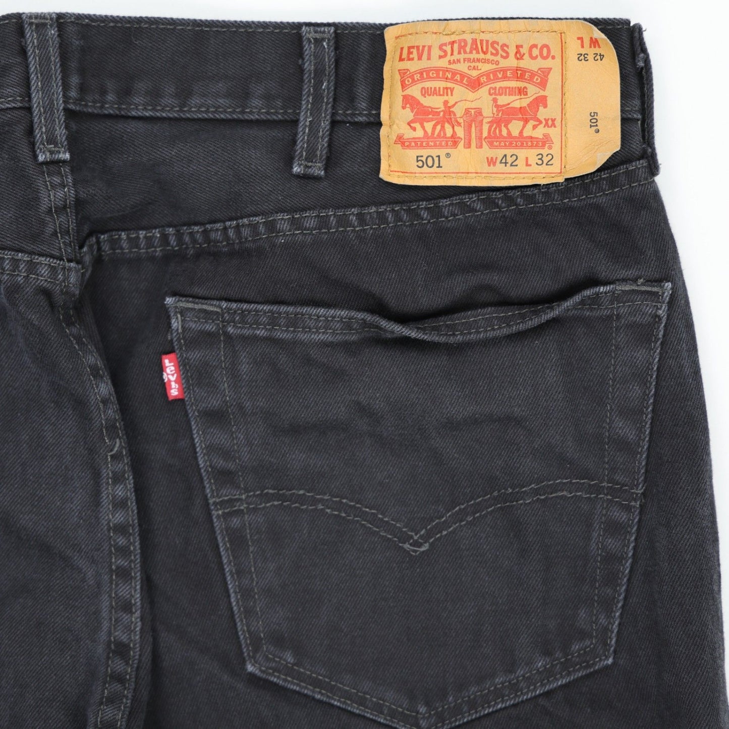 Levi's 501 Original Fit Black Jeans W42 L32 Cotton Denim Straight Leg