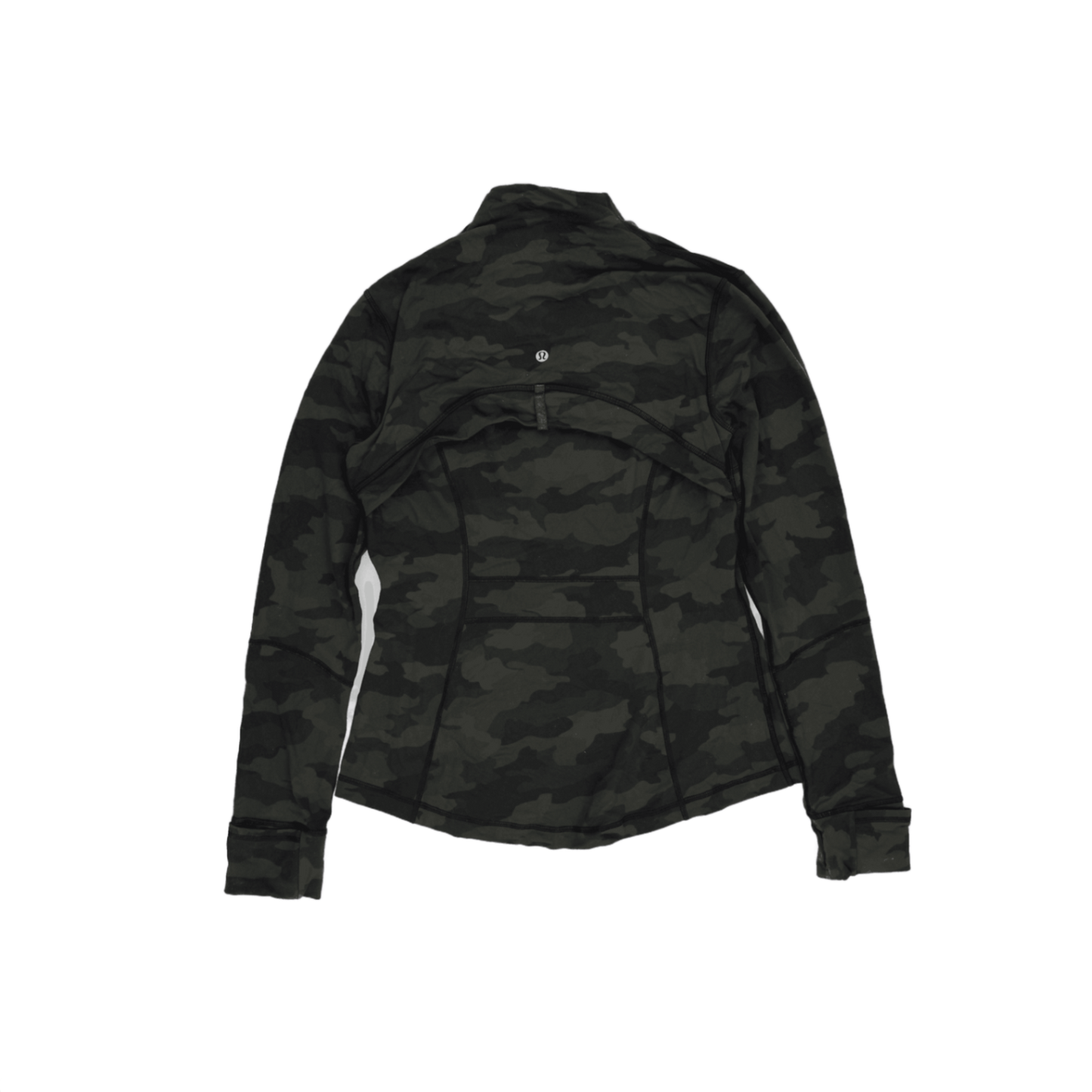 Lululemon Fitted Gym Jacket Black Green Size 8 Polyester Blend High Neck