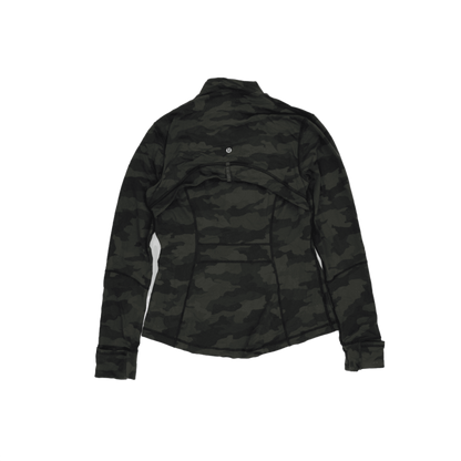 Lululemon Fitted Gym Jacket Black Green Size 8 Polyester Blend High Neck