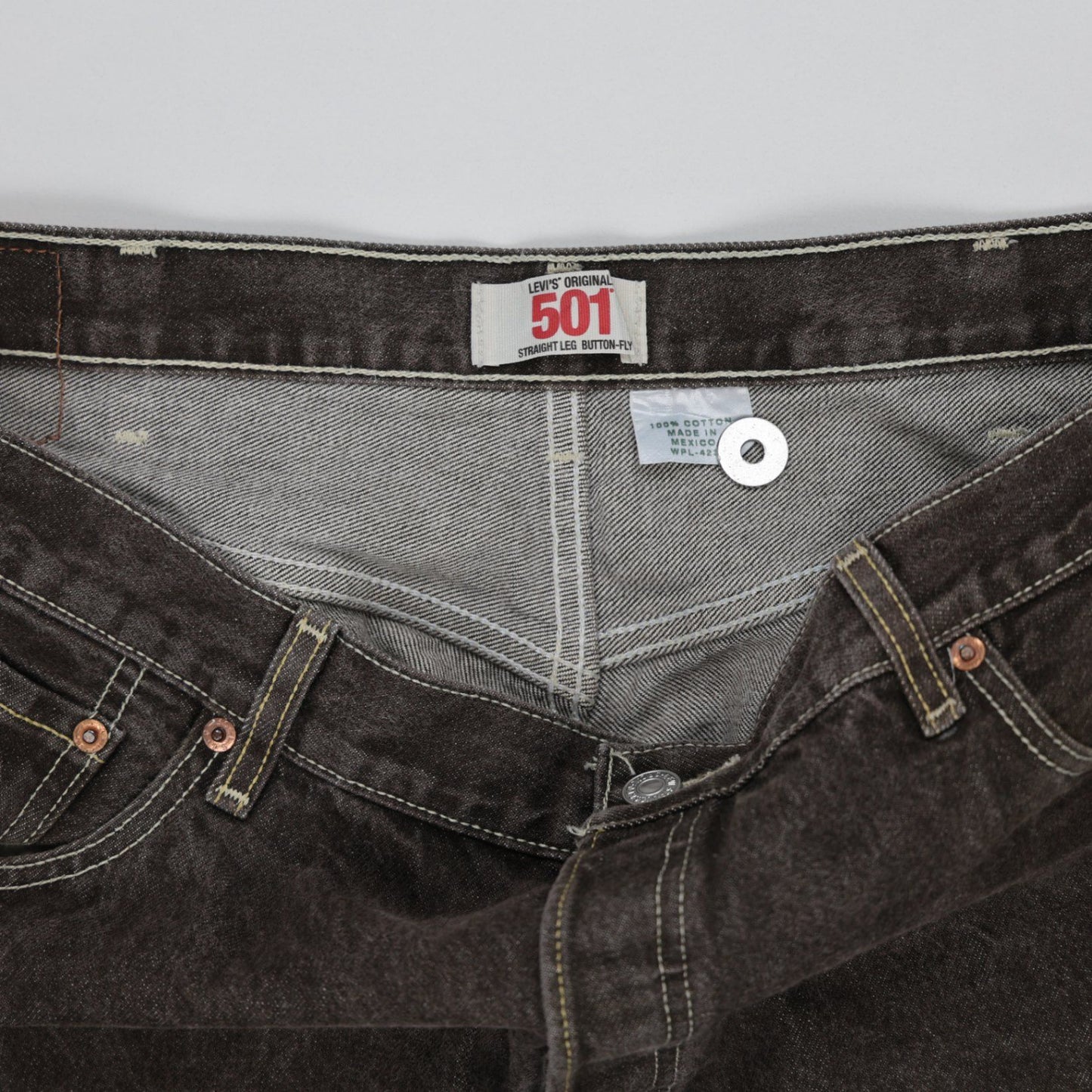 Levi's 501 Original Vintage Black Jeans W42 L32 100% Cotton Straight Leg