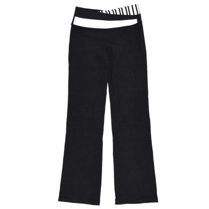 Lululemon Black Groove Cut-Out Waist Yoga Trousers Women's Size 10 Stretch Fabric Blend
