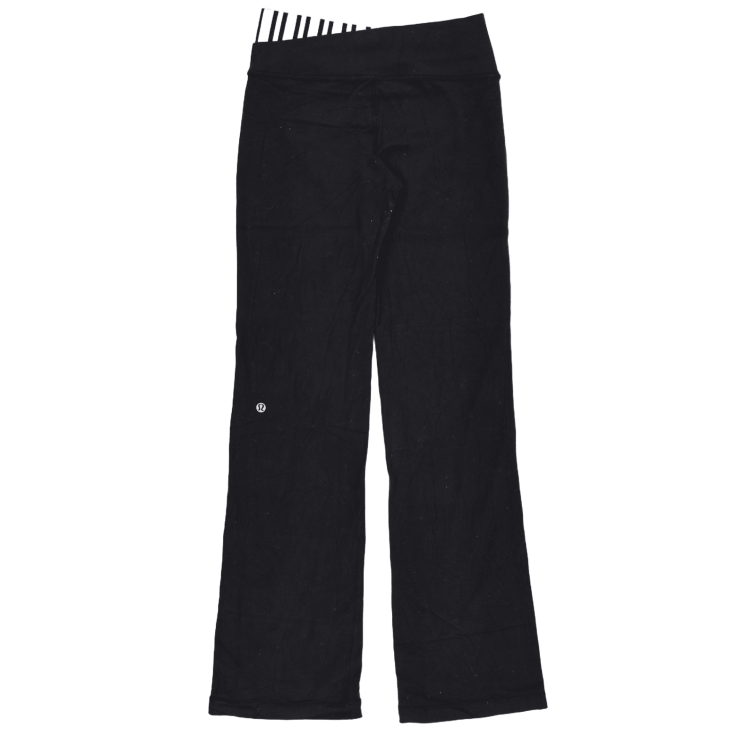 Lululemon Black Groove Cut-Out Waist Yoga Trousers Women's Size 10 Stretch Fabric Blend