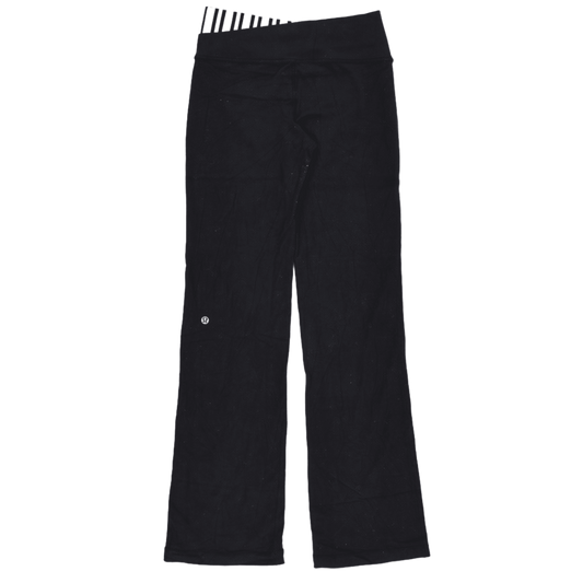 Lululemon Black Groove Cut-Out Waist Yoga Trousers Women's Size 10 Stretch Fabric Blend