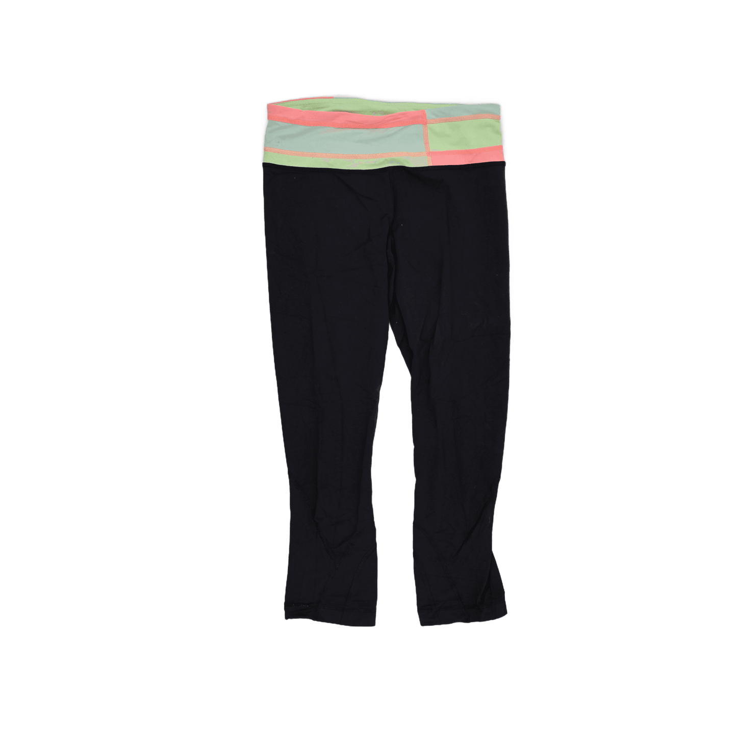 Fila Capri Sports Leggings Black Neon Green Pink Medium Polyester Blend