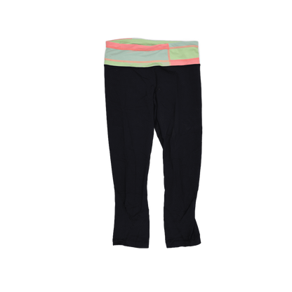 Fila Capri Sports Leggings Black Neon Green Pink Medium Polyester Blend