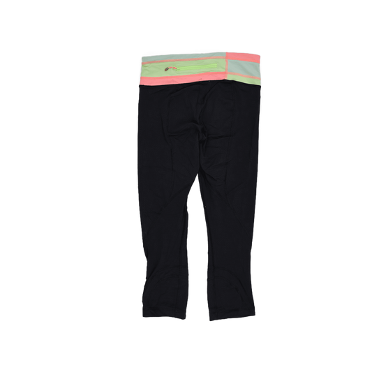 Fila Capri Sports Leggings Black Neon Green Pink Medium Polyester Blend