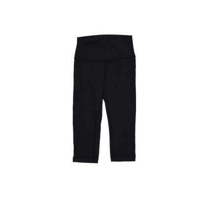 Lululemon High Rise Black Cropped Leggings Size 8 Stretch Fabric