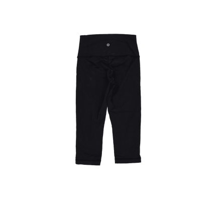 Lululemon High Rise Black Cropped Leggings Size 8 Stretch Fabric