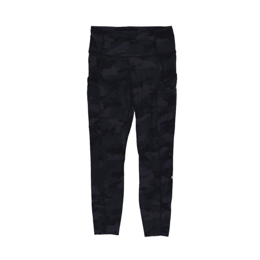 Lululemon Black Camo Print High Rise Leggings Size Small 26 Inch Inseam Polyester Blend