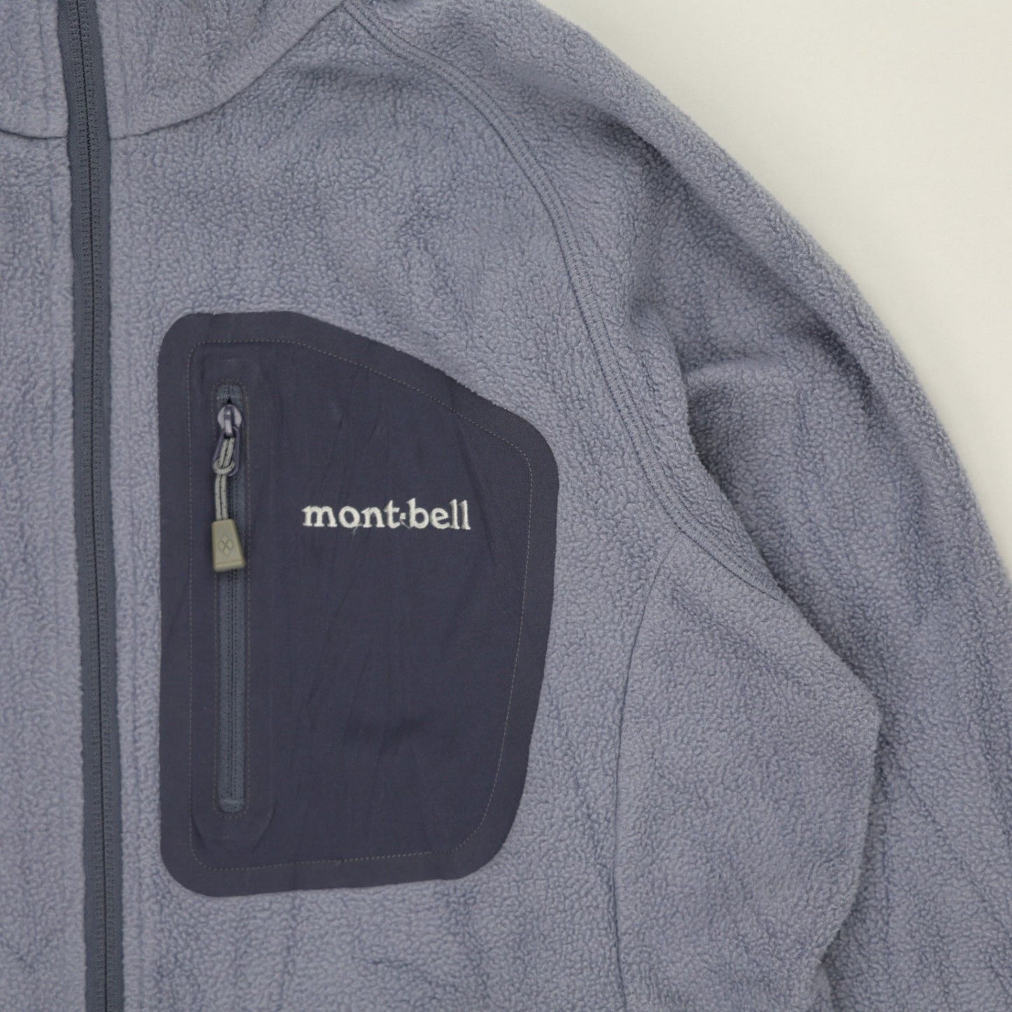 Montbell Grey Polartec Fleece Jacket Men Size Medium Stand Collar