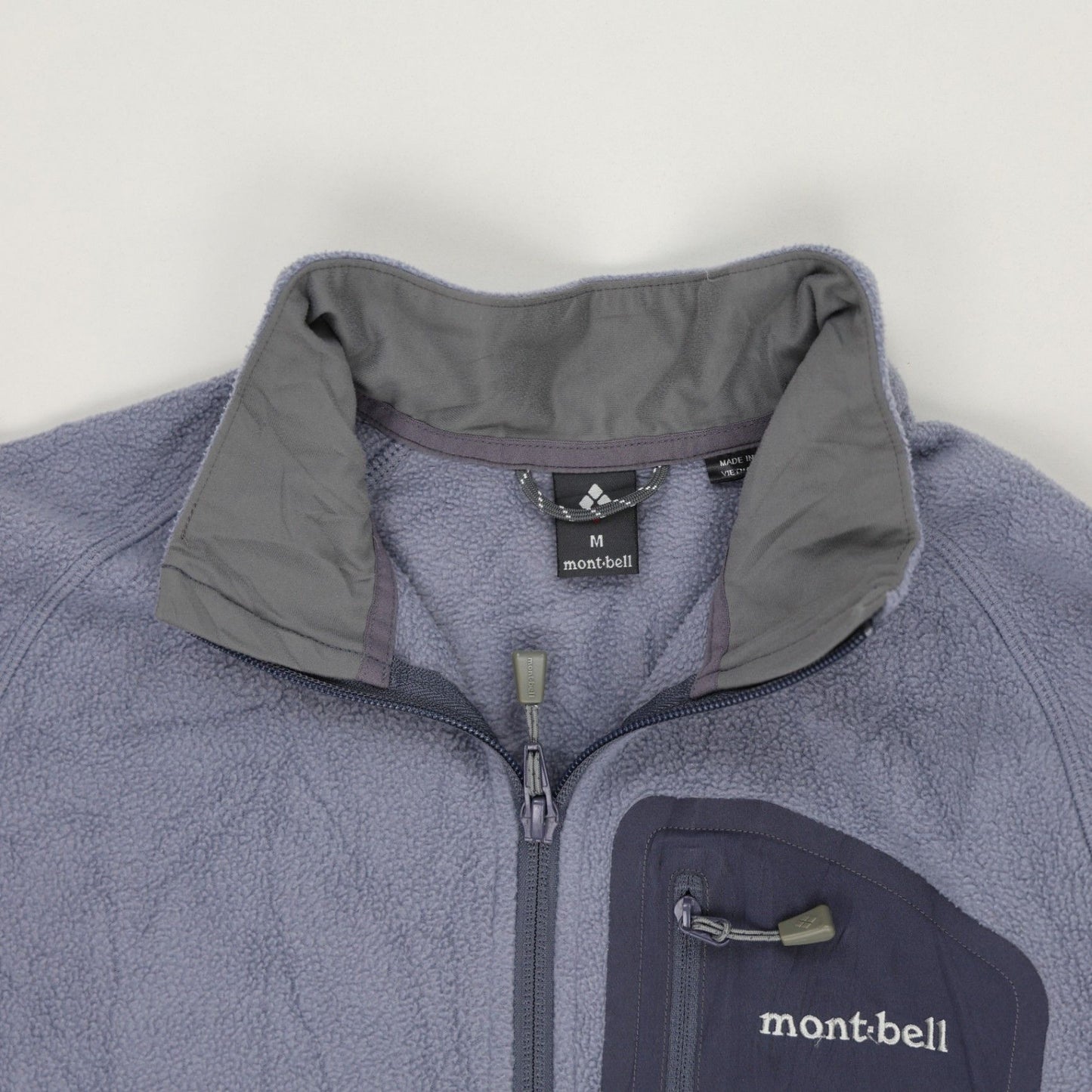 Montbell Grey Polartec Fleece Jacket Men Size Medium Stand Collar