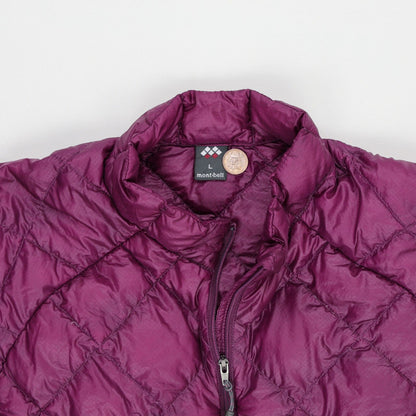 Montbell Lightweight Quilted Burgundy Insulated Jacket Men's Size Large Synthetic High Neck