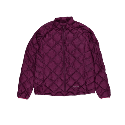 Montbell Lightweight Quilted Burgundy Insulated Jacket Men's Size Large Synthetic High Neck
