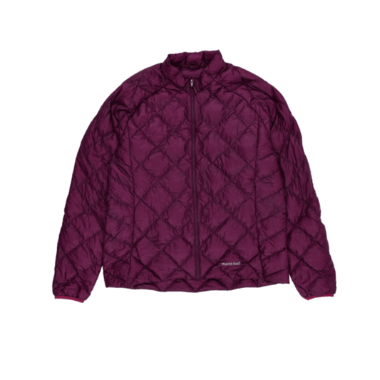 Montbell Lightweight Quilted Burgundy Insulated Jacket Men's Size Large Synthetic High Neck