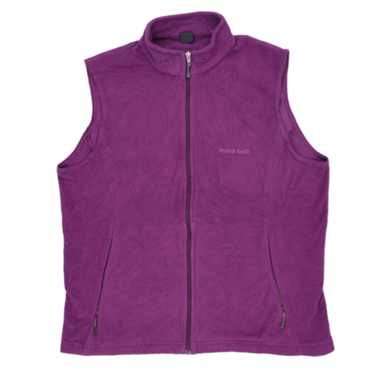 Montbell Outdoor Gilet Vest Men's Large Purple Fleece Polyester High Collar