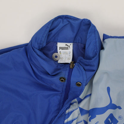 PUMA Vintage Windbreaker Jacket Blue Large Nylon High Neck