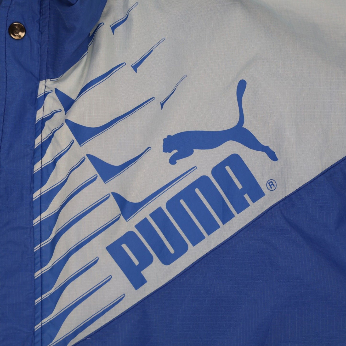 PUMA Vintage Windbreaker Jacket Blue Large Nylon High Neck