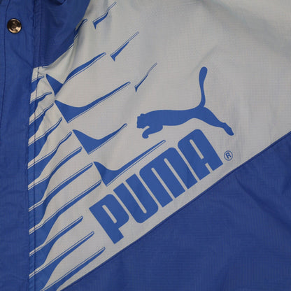 PUMA Vintage Windbreaker Jacket Blue Large Nylon High Neck