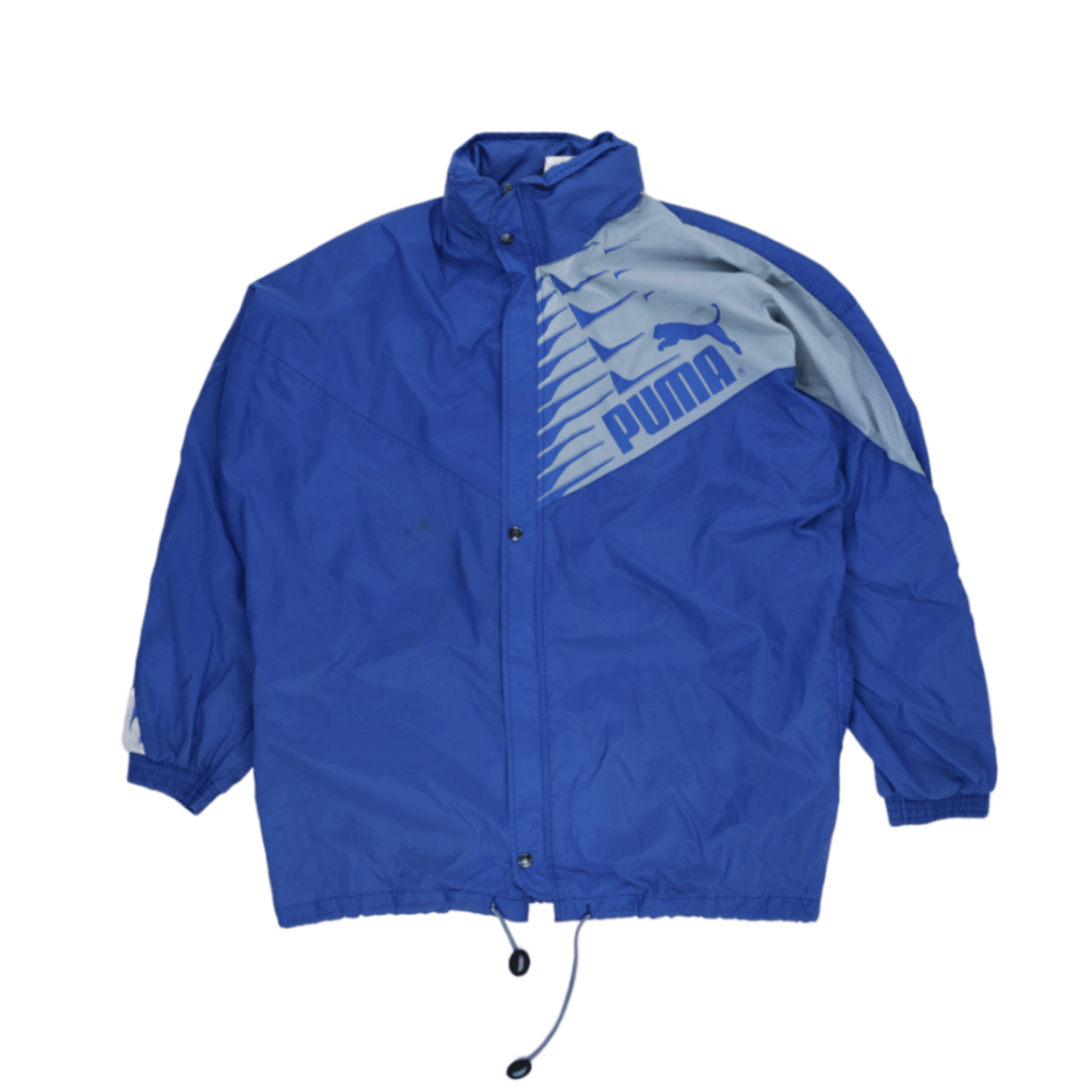 PUMA Vintage Windbreaker Jacket Blue Large Nylon High Neck