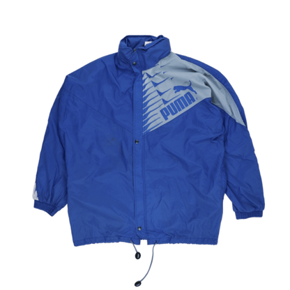 PUMA Vintage Windbreaker Jacket Blue Large Nylon High Neck