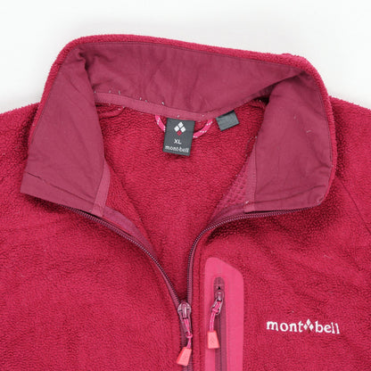 Montbell XL Deep Red Full Zip Fleece Jacket Outdoor Style High Neck Mens Clothing