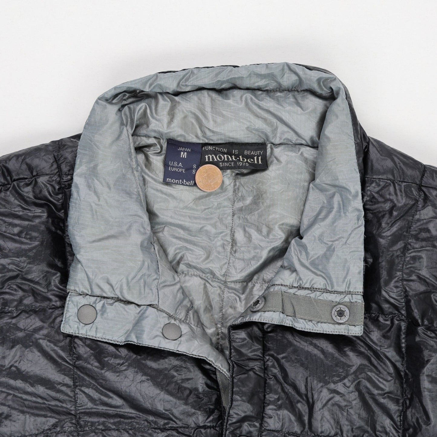 Montbell Lightweight Insulated Packable Jacket Charcoal Grey Medium Synthetic High Neck
