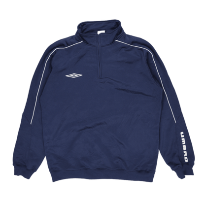 Umbro Navy Blue 1/4 Zip Sweatshirt Men Large Polyester